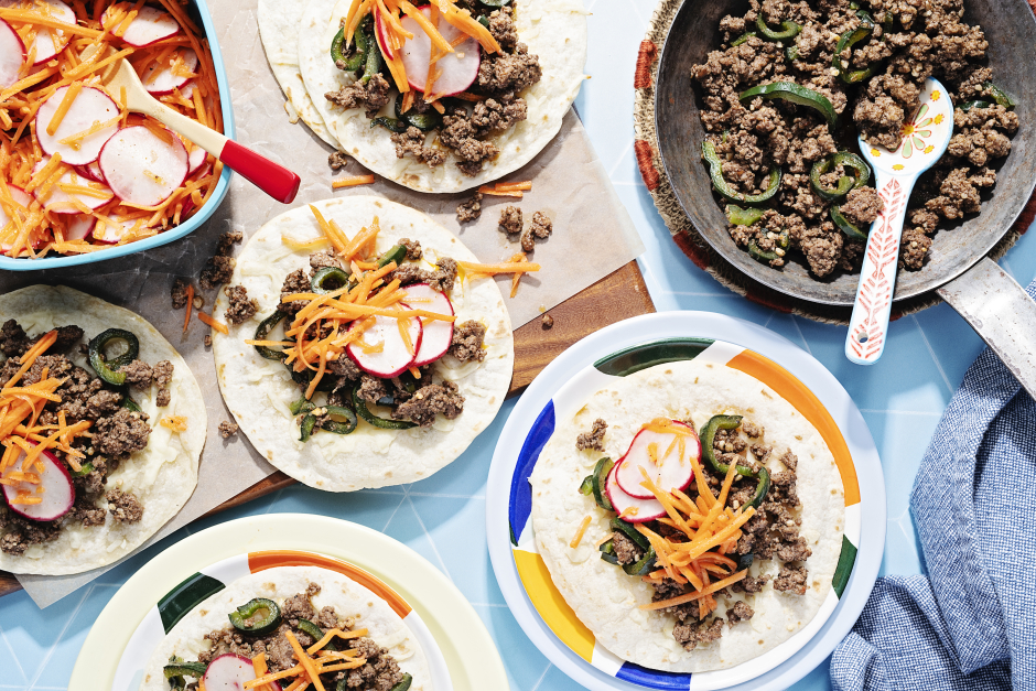 Spiced Ground Beef & Poblano Tacos