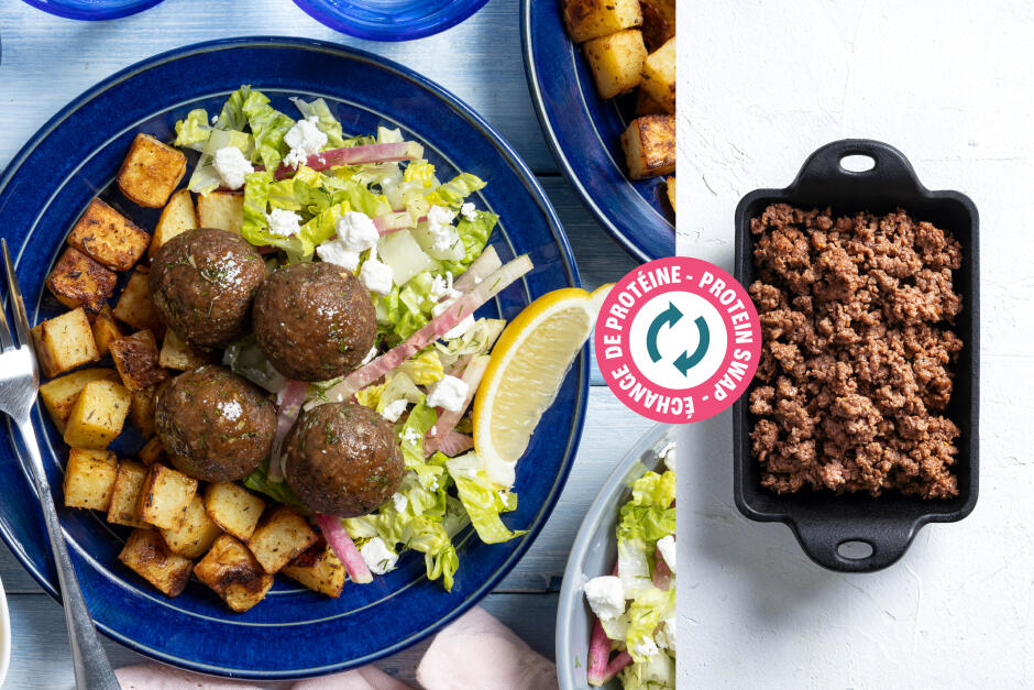 Protein Swap | Ground Beef Keftedes Sheet Pan
