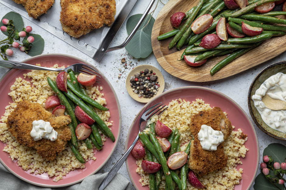 Crispy Chicken Thighs with Dill Pickle Mayo
