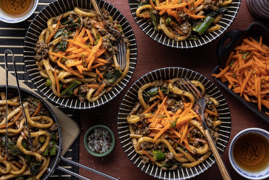 Quick Saucy Ground Beef Udon Noodles
