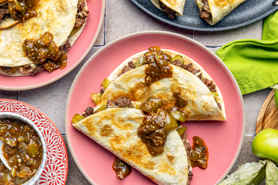 Ground Beef & Poblano Quesadillas