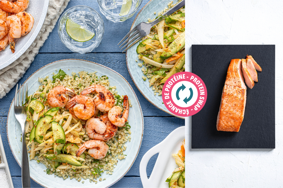 Protein Swap | Salmon with Crisp Chayote-Kimchi Salad