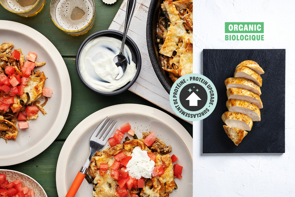 Surclassement de protéine | Poêlée d’«enchiladas» aux poitrines de poulet BIO