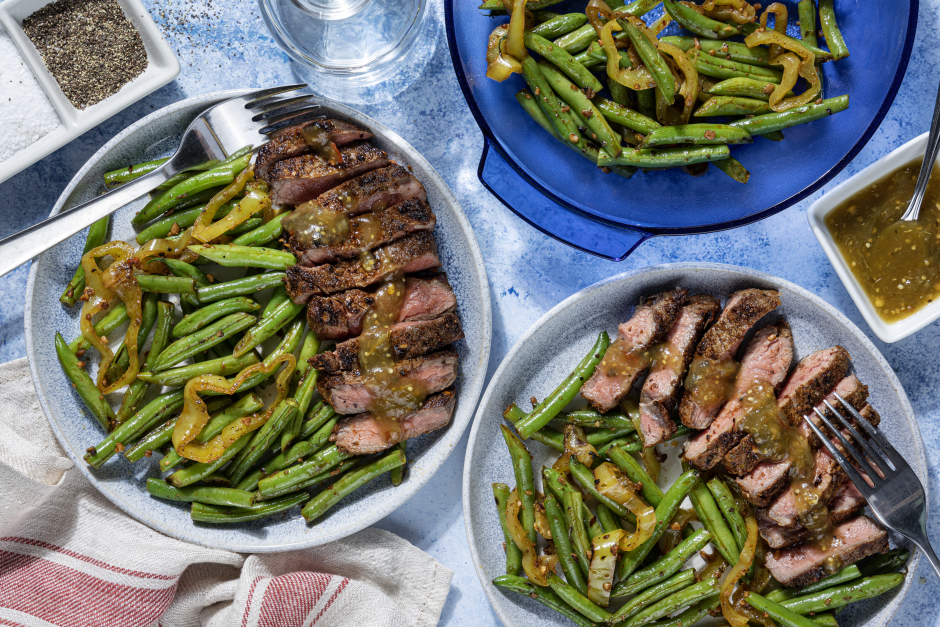 Calorie-Wise: Seared Steaks with Spicy Salsa Verde