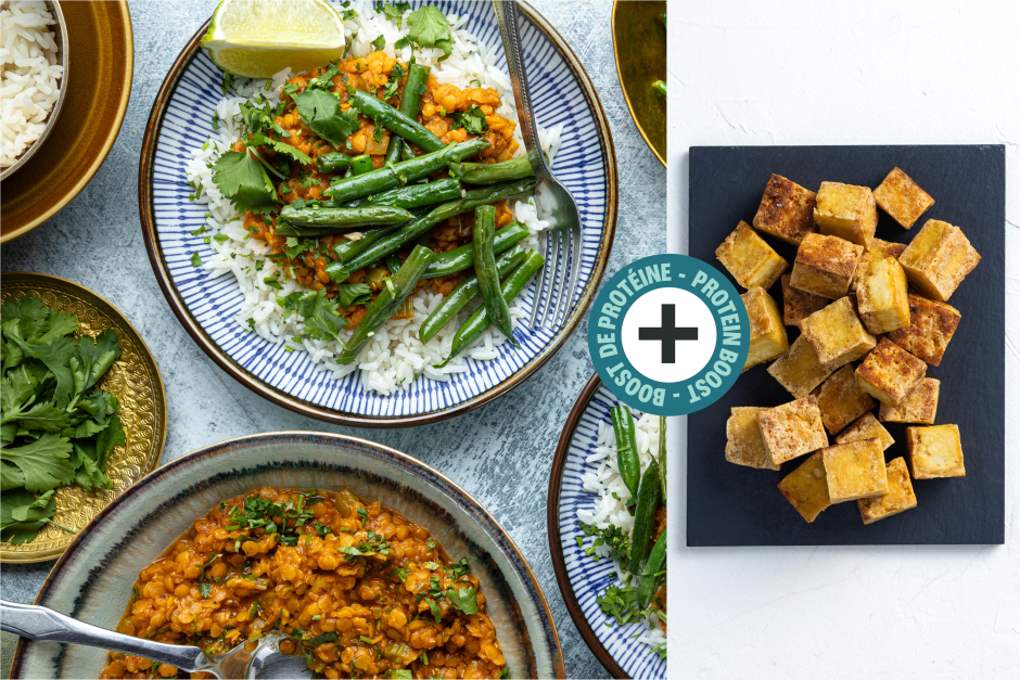 Protein Boost | Vegan Red Lentil, Tofu & Coconut Curry Bowls