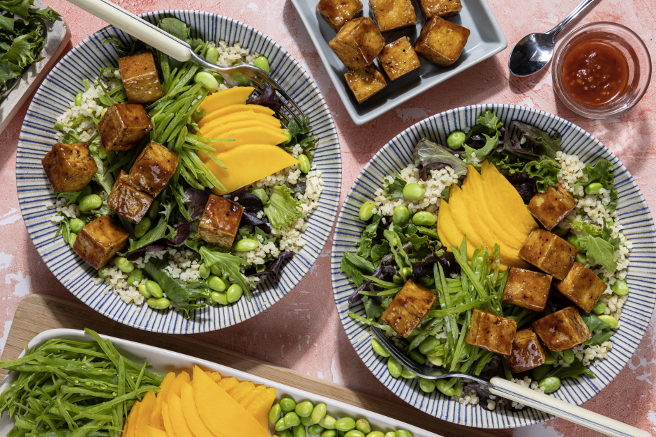 Tofu Poke Bowls with Pineapple Chili Sauce