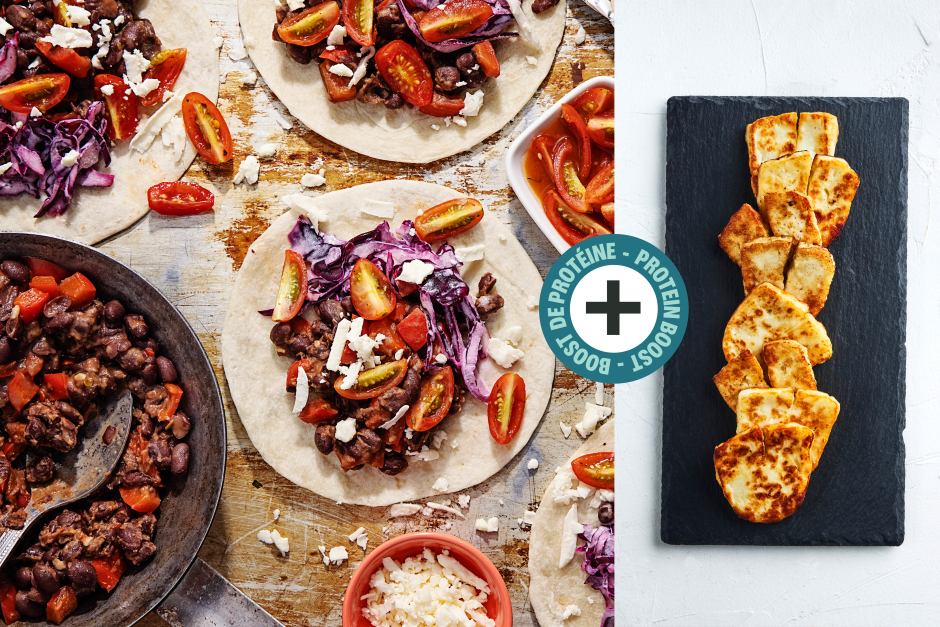 Protein Boost | Smoky Halloumi, Black Bean & Cotija Tacos