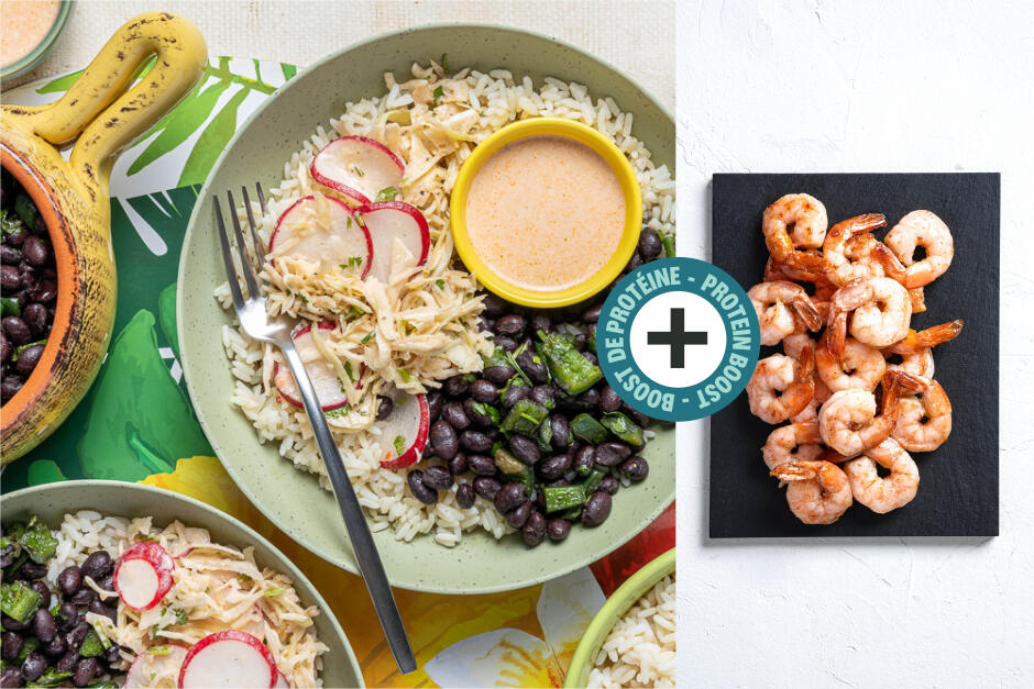 Boost de protéines | Bols bouddha tropicaux avec crevettes