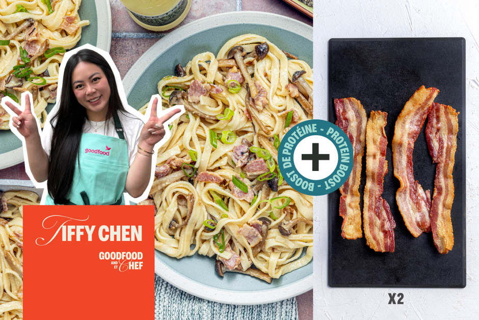 Protein Boost | Goodfood & Chef: Double Bacon & Shimeji Pasta Carbonara