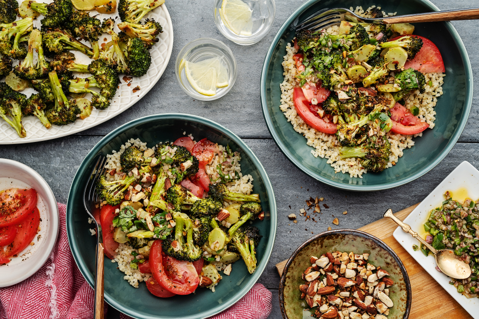 South American-Style Broccoli, Tomato & Bulgur Bowls