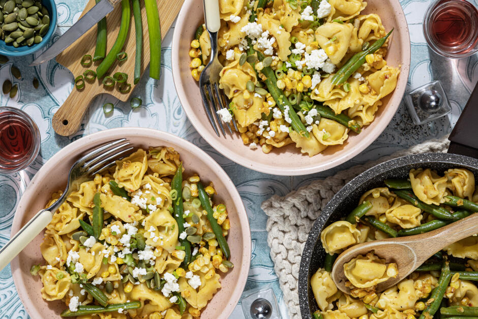 Tortellinis au fromage avec maïs estival