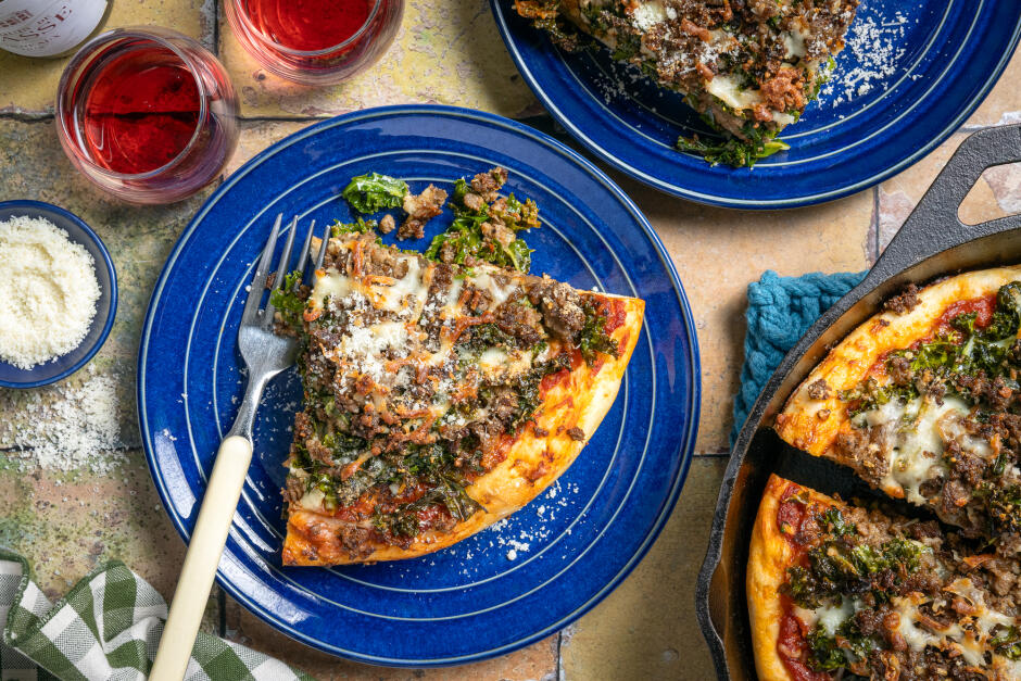 Chicago-Style Pizza with Sausage-Spiced Impossible™ Beef