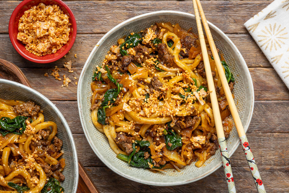 Quick Ground Beef Yaki Udon