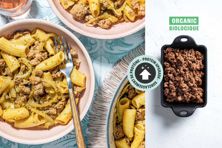 Surclassement de protéine | Pâtes au bœuf BIO et fenouil caramélisé