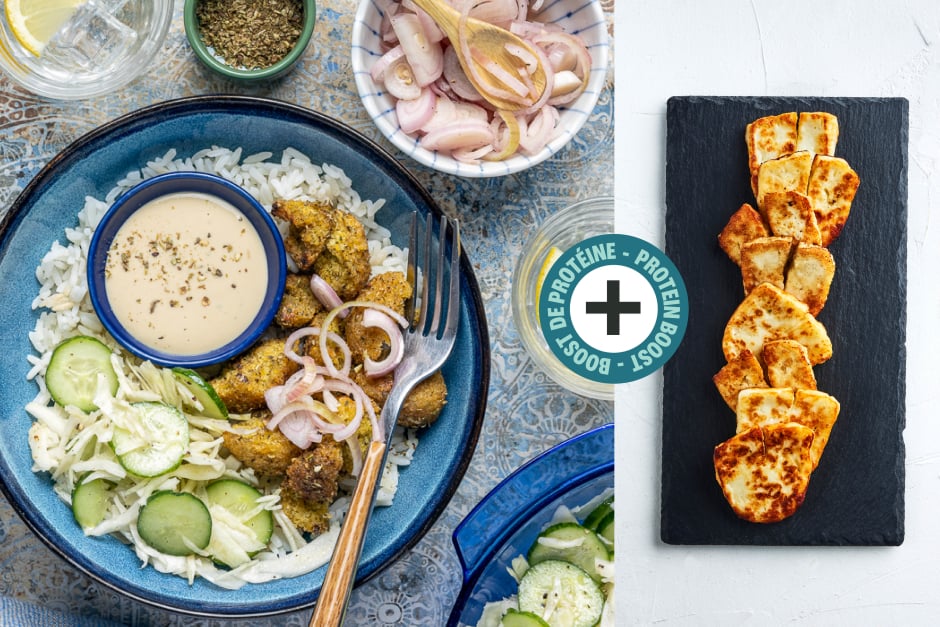 Protein Boost | Crumbled Falafel Bowls with Halloumi