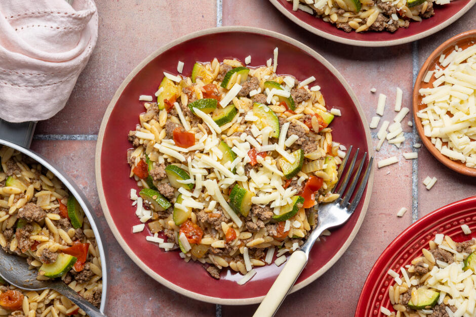 Casserole de bœuf et orzo au fromage