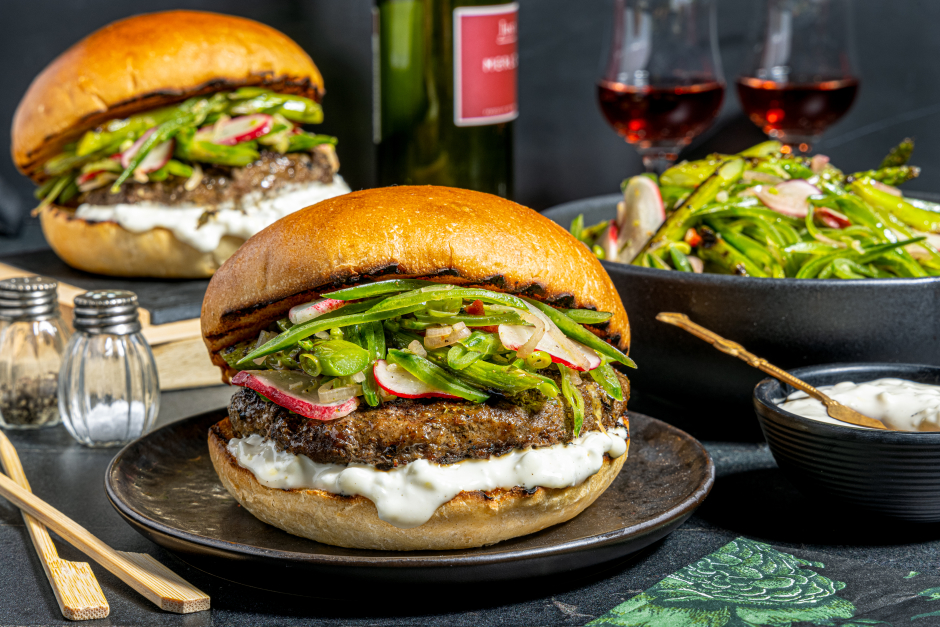 BBQ Wagyu Burgers with Goat Cheese Aioli