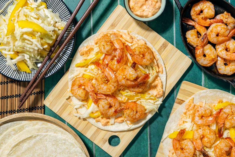 Fusion globale: Tacos aux crevettes asiatiques