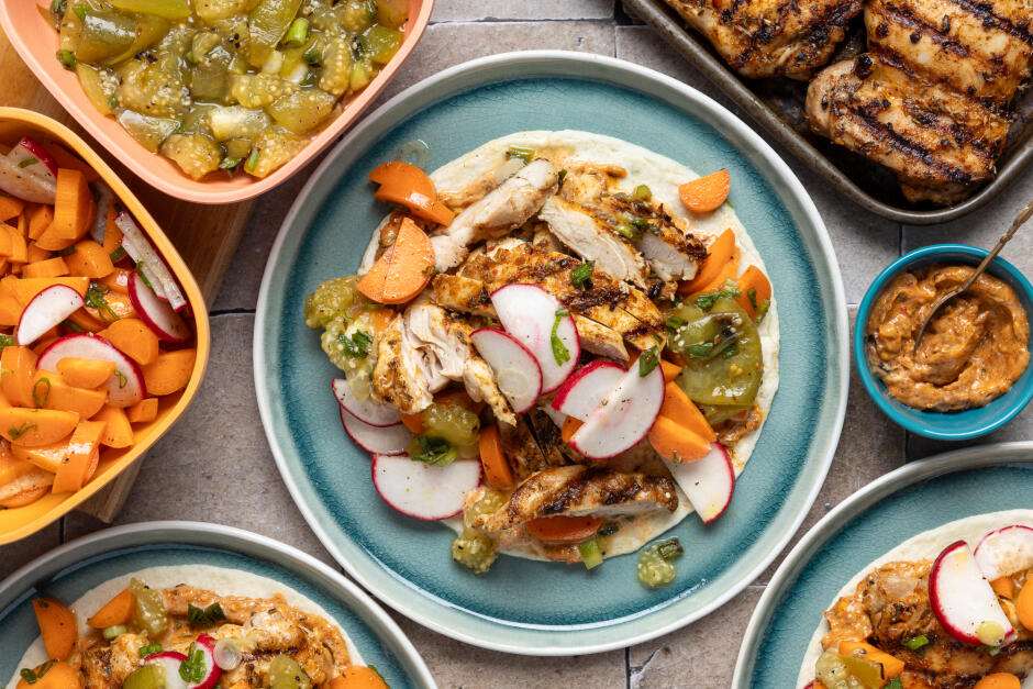 Tacos de poulet et tomatillos