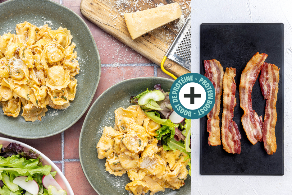 Protein Boost | Cheese Tortellini with Bacon & Sage Brown Butter