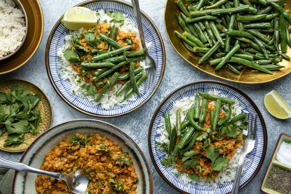 Vegan Red Lentil & Coconut Curry Bowls