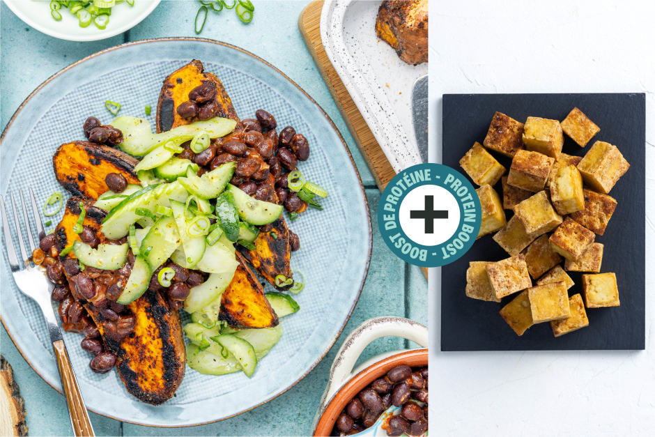 Protein Boost | Loaded Sweet Potatoes with Tofu & Spicy Buffalo Black Beans