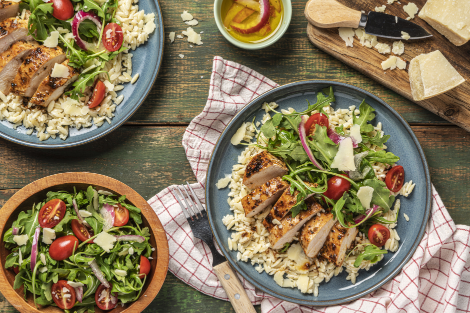 Italian-Spiced Chicken with Caesar-Dressed Orzo