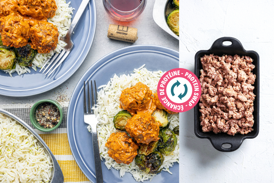 Échange de protéine | Boulettes de porc tikka masala