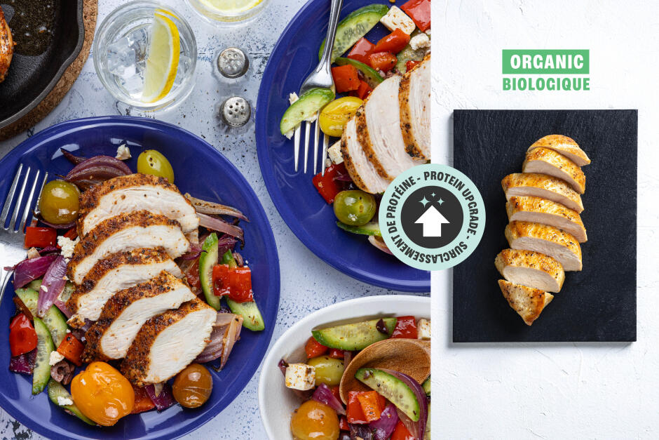 Surclassement de protéine | Poitrines de poulet BIO grecques savoureuses