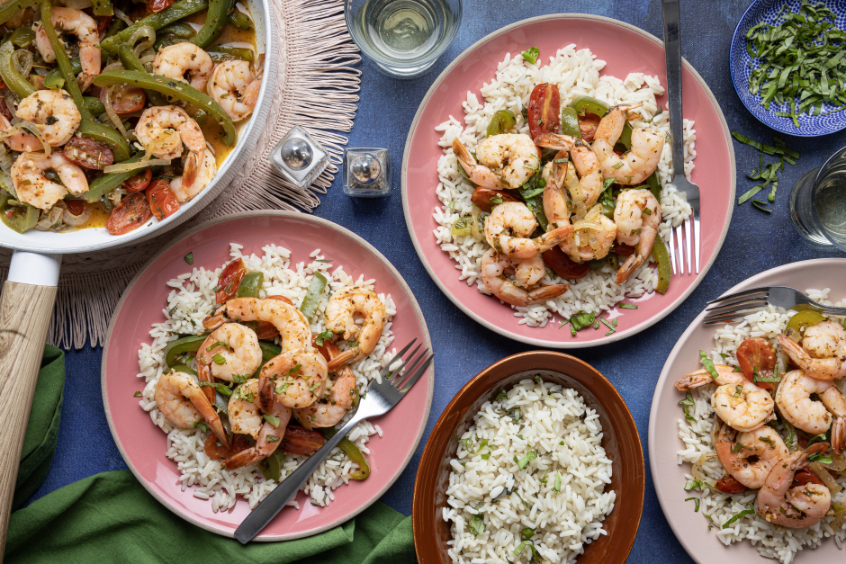Shrimp with Tomato & Green Pepper Piperade