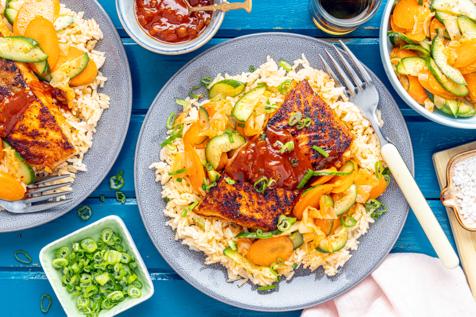 Saumon poêlé piquant à la coréenne