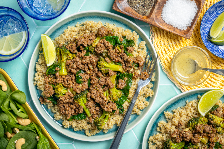 Keema de bœuf sur bols de quinoa
