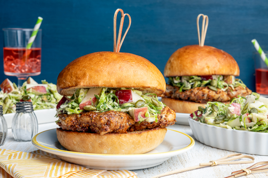 Mustard-BBQ Chicken Burgers