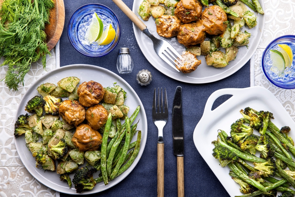 Beef & Caramelized Onion Meatballs with Mustard Pan Sauce