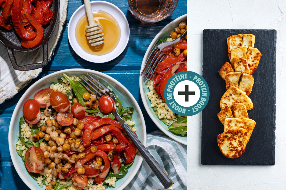 Protein Boost | Maple-Dijon Halloumi, Chickpea & Freekeh Nourish Bowls