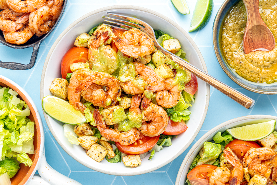 Slow Carb: 15-Minute Shrimp & Roasted Chayote Taco Bowls