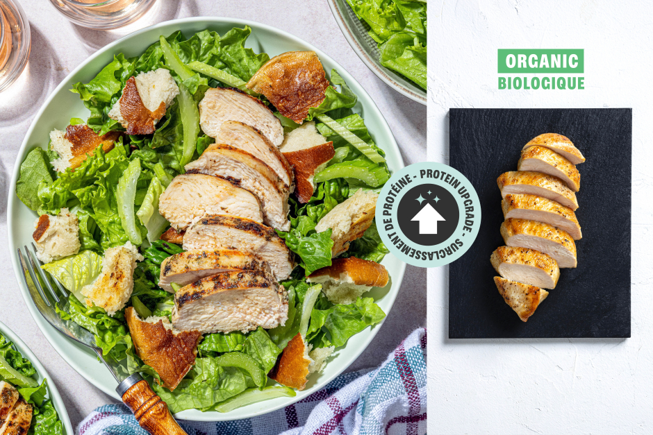 Surclassement de protéine | Salade César aux poitrines de poulet BIO grillées