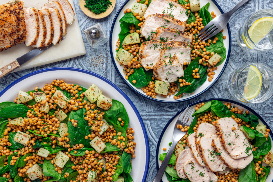 Carb-Wise: Herby Chicken Breasts & Warm Kohlrabi-Lentil Salad