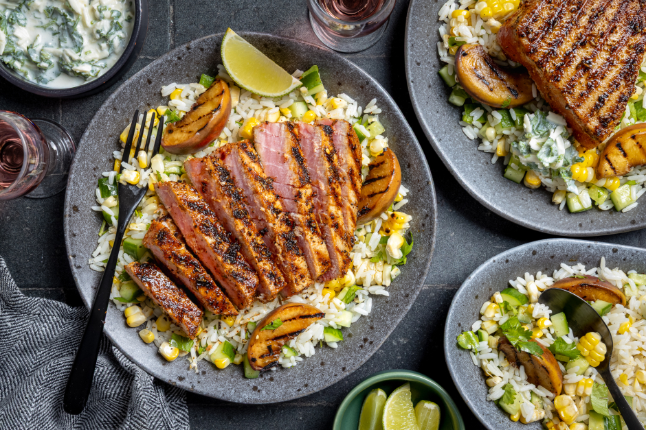 Steaks de thon grillées lime-chili