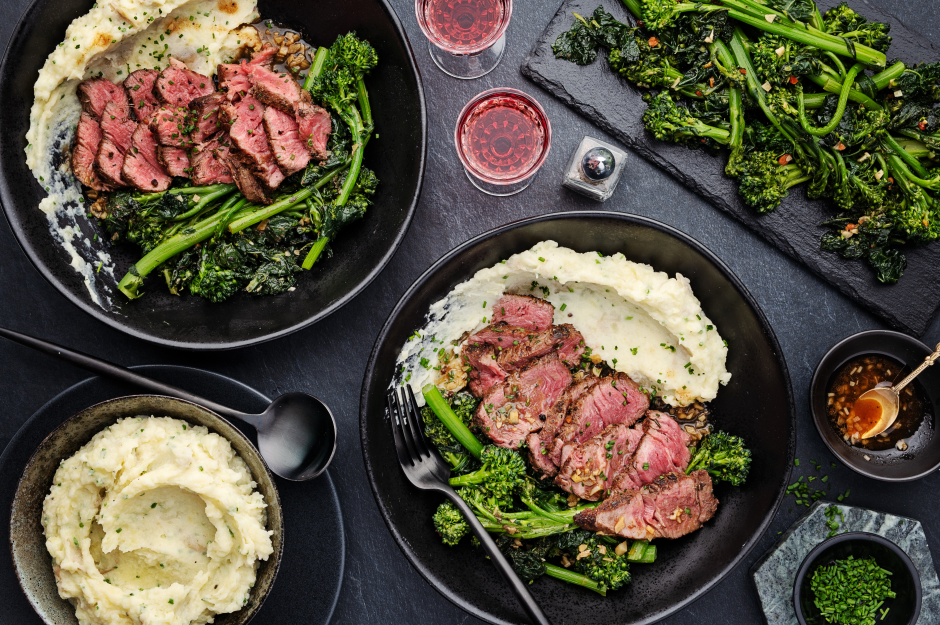 Filets Mignons with Garlic-Braised Kale