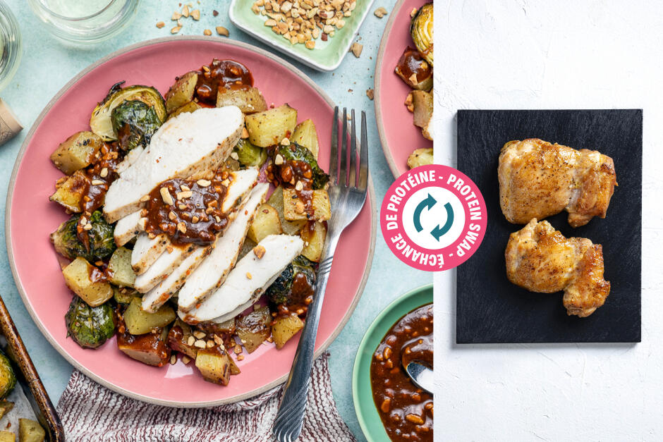 Échange de protéine | Gado gado au poulet sur une plaque