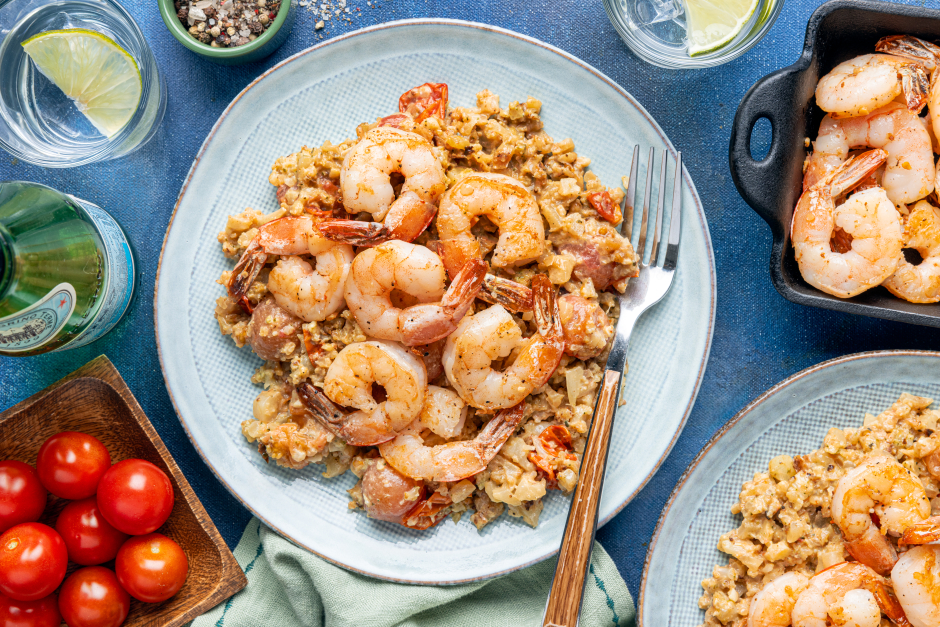 Shrimp-Topped Creamy Cauliflower ‘Risotto’