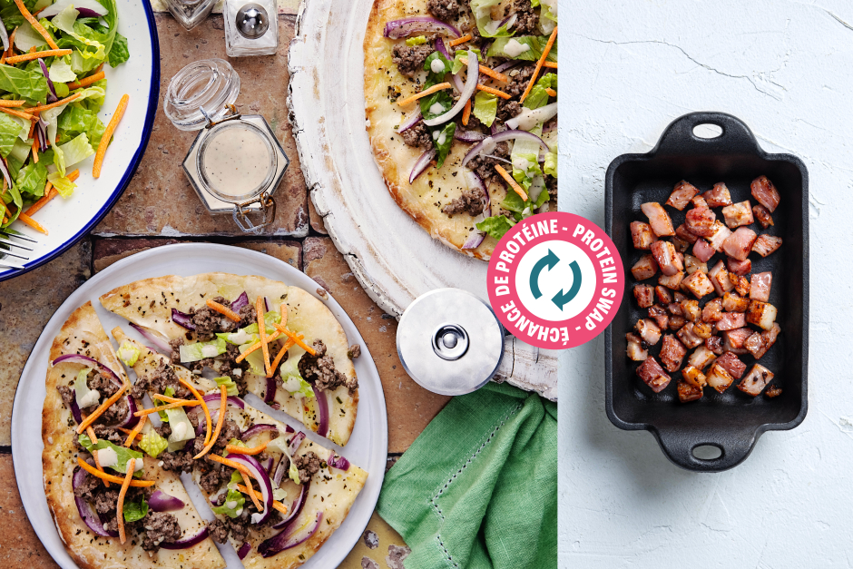Protein Swap | Quick Pancetta & Mascarpone Pita Pizzas
