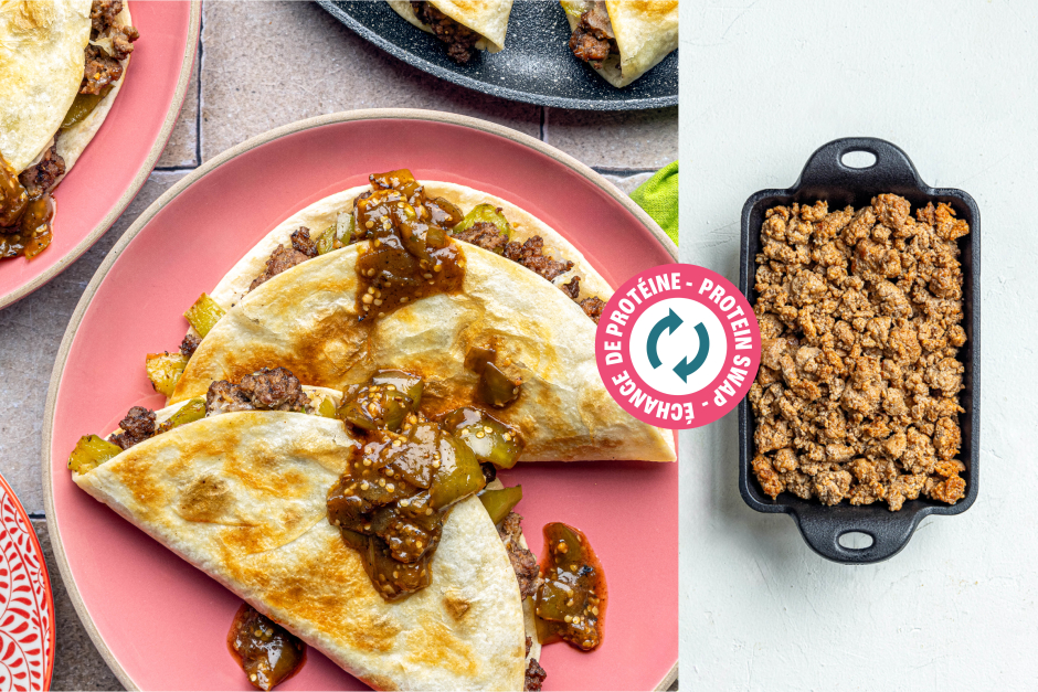 Échange de protéine | Quesadillas au chorizo haché et aux poivrons cubanelle
