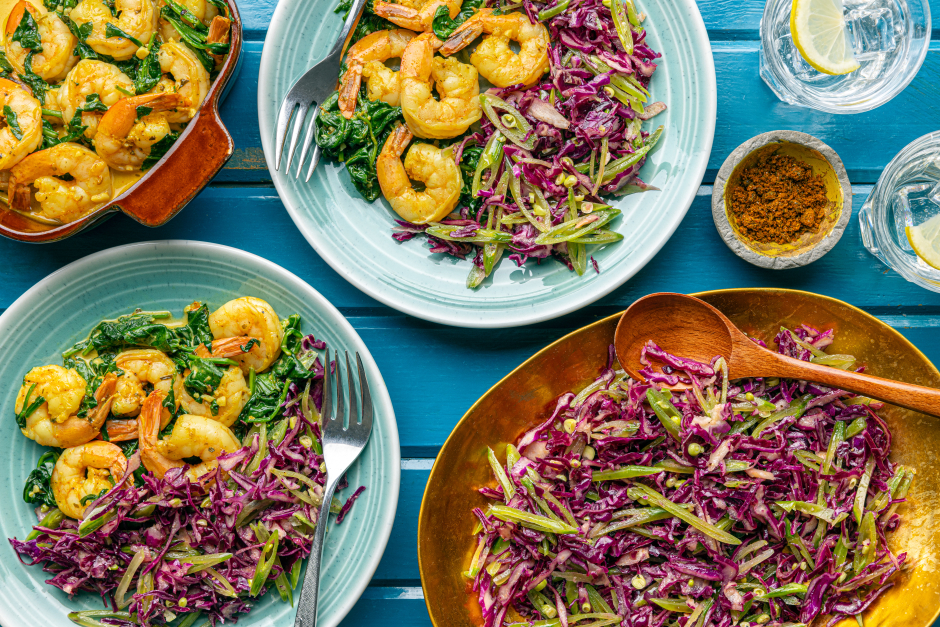 Carb-Wise: Quick Indian-Inspired Shrimp & Creamy Greens
