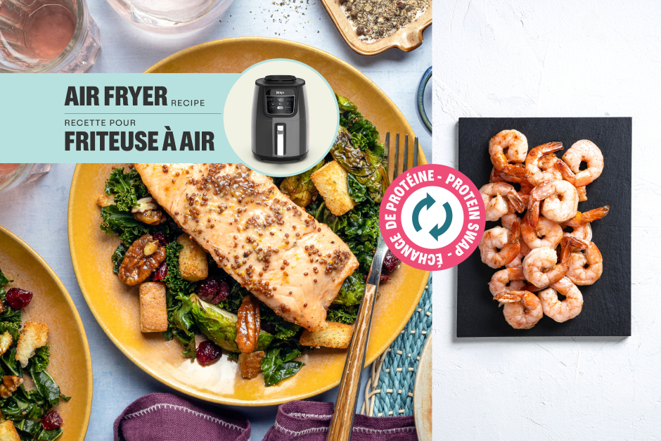 Protein Swap | Maple-Mustard Shrimp with Candied Pecans