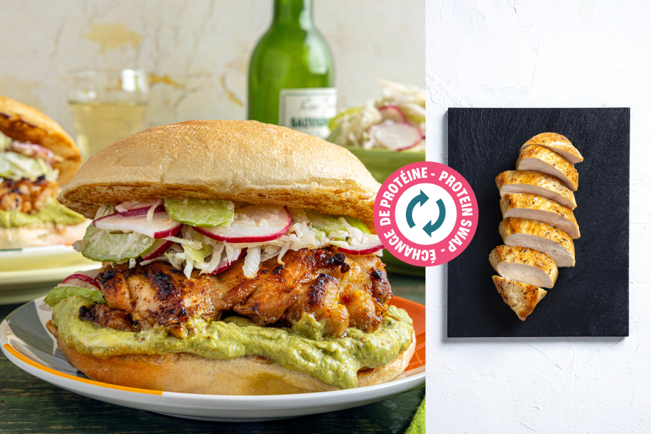 Protein Swap | Chicken Breast Burgers with Avocado-Labneh Spread