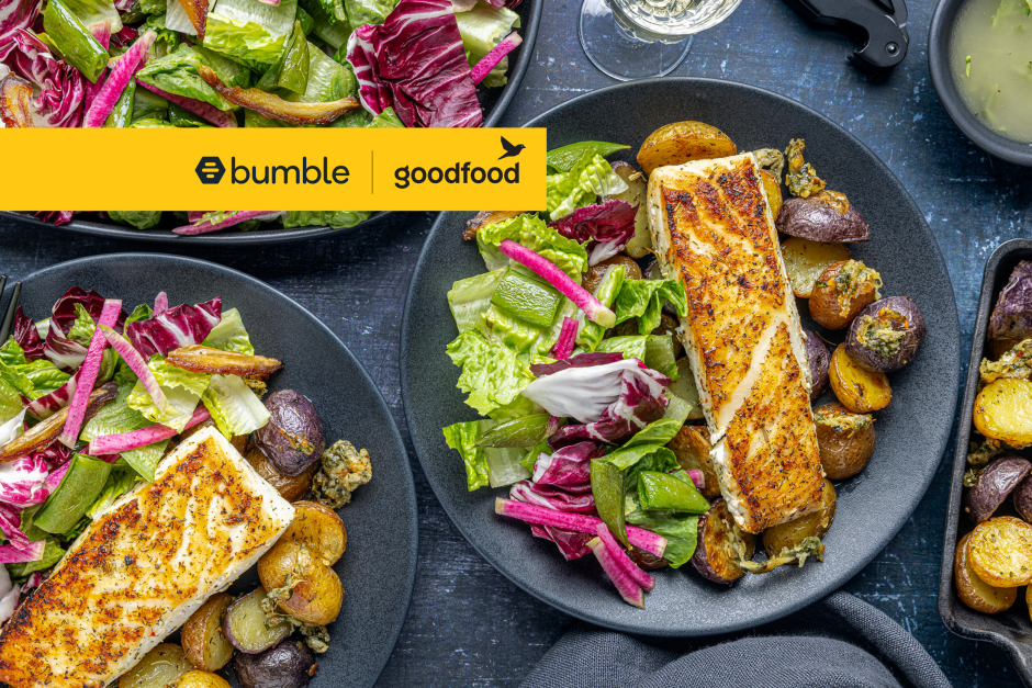 Lucky Valentine Halibut with Radicchio, Date & Watermelon Radish Salad