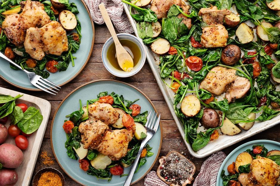 Sheet Pan Golden Chicken & Thyme-Roasted Veggies
