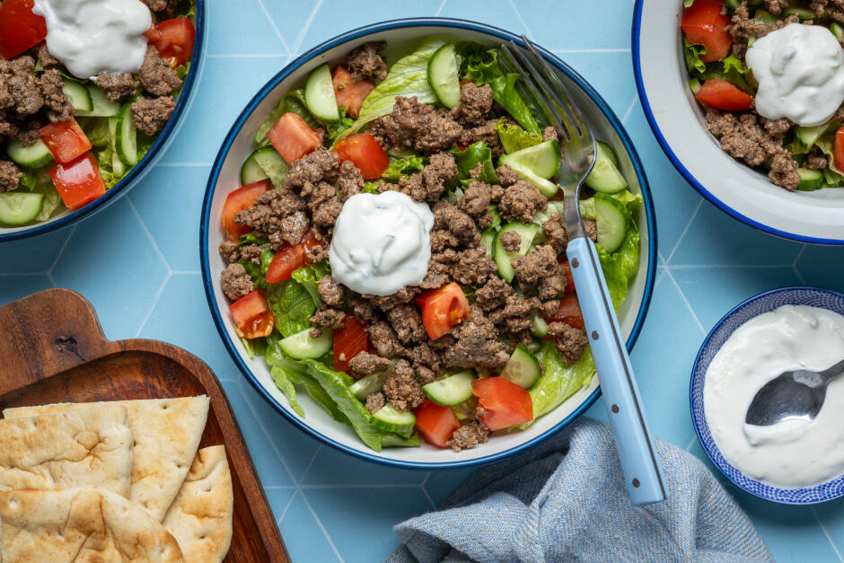 Ground Beef Greek Salad Bowls